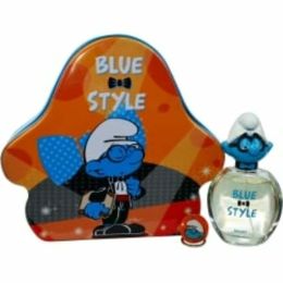 First American Brands 3 Pieces Brainy Smurf With Edt Spray 3.4 Oz & Shower Gel 2.5 Oz & Key Chain & Metal Lunch Box (blue & Style) For Anyone